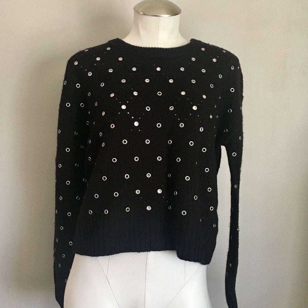 New MICHAEL Michael Kors Grommet Black Sweater